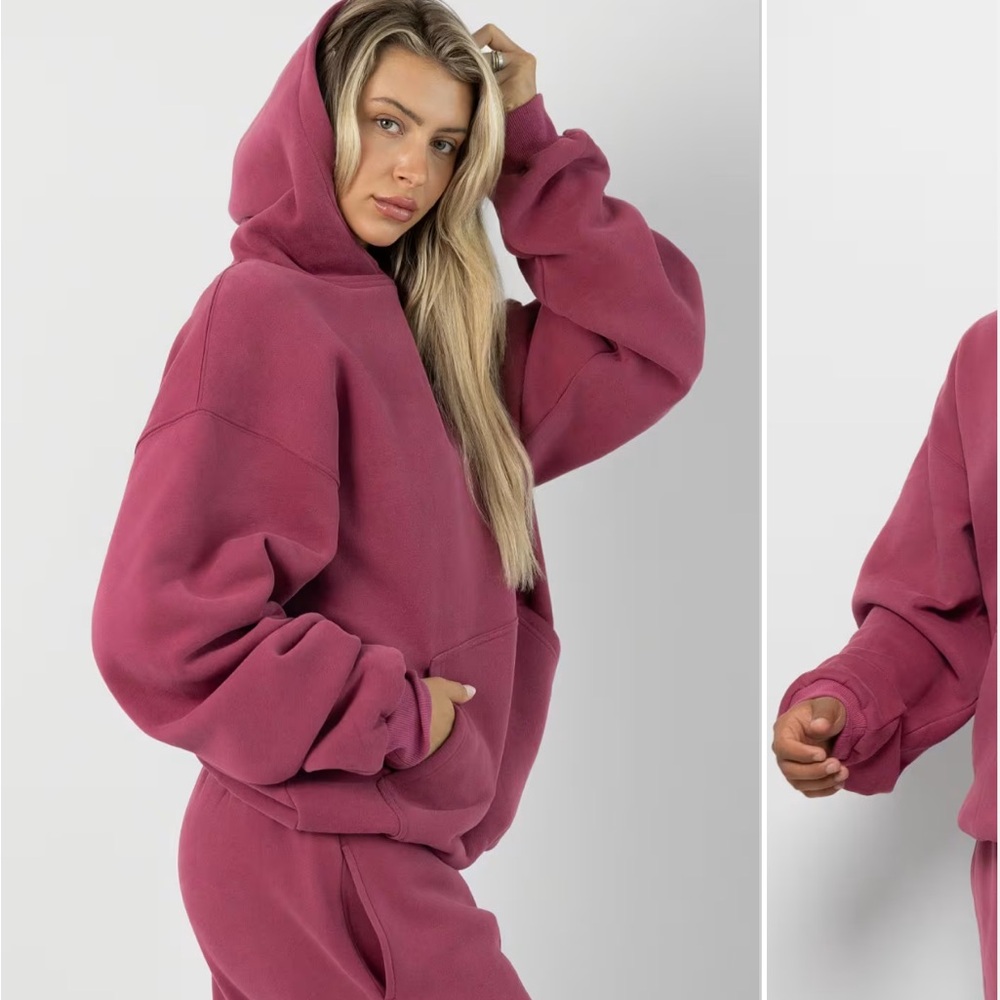 Comfrt Minimalist Hoodie Berry Size Large